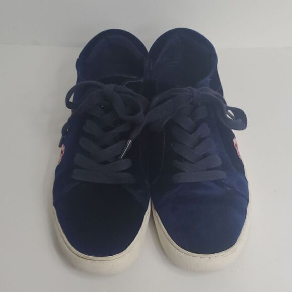 Kenneth Cole Reaction Joey 3 Blue Velvet Embroidered Floral Tennis Shoes Size 9M - Picture 4 of 12